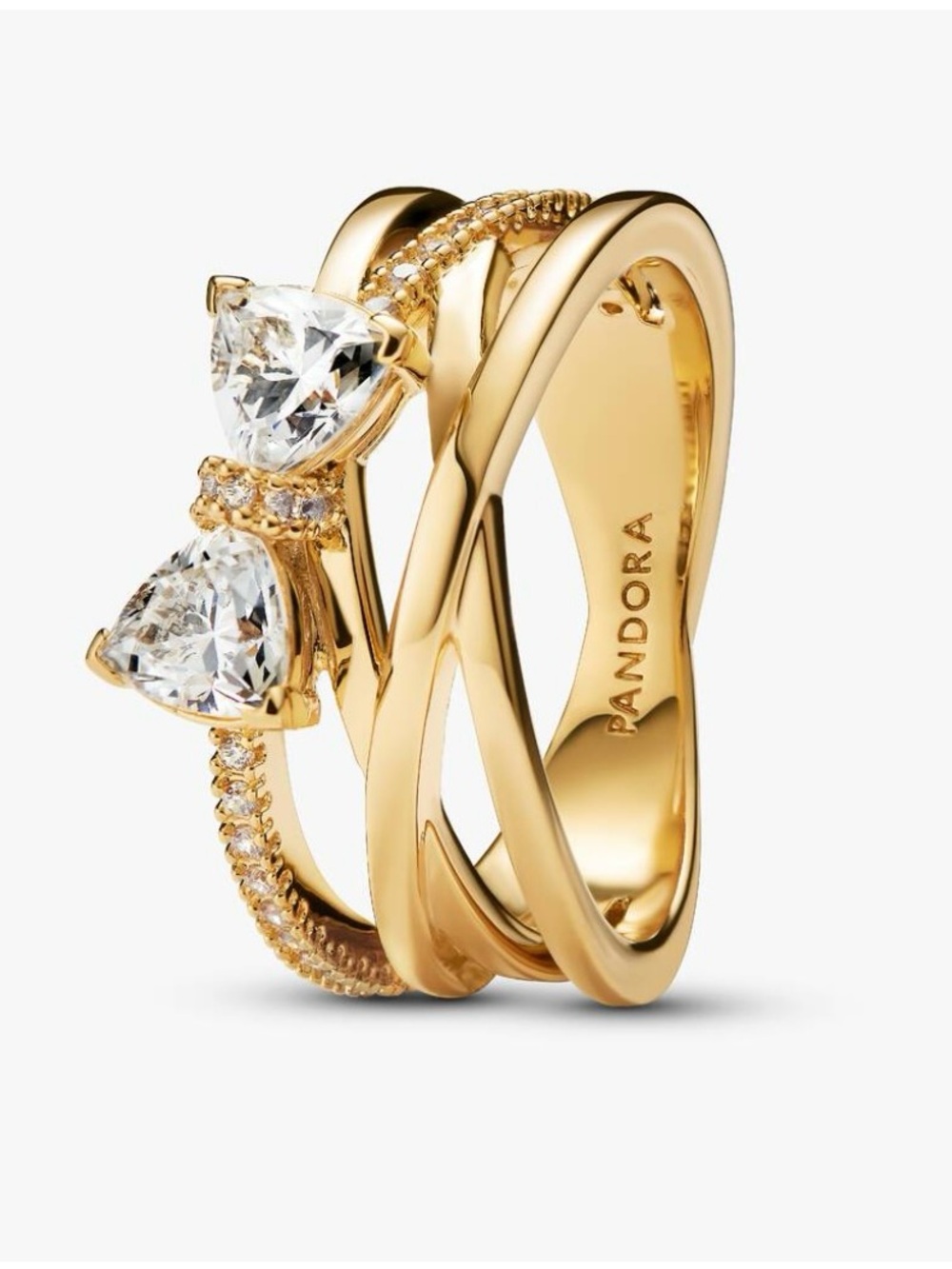 Pandora Sparkling Bow & Crossover Band Ring